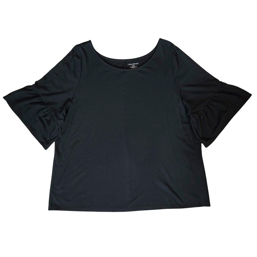 Lane Bryant Fancy Whimsygoth Black Flutter Sleeve Scoop Neck Top‎ Women's 22/24